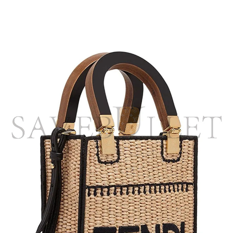 F**di sunshine mini straw & leather tote 8bs051afqpf0vpj (18*13*6cm)